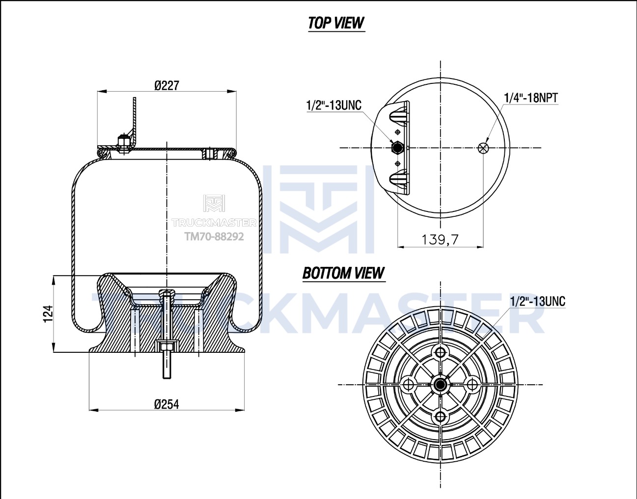 TM70-88292 Пневморессора (пластиковый стакан) MACK/VOLVO