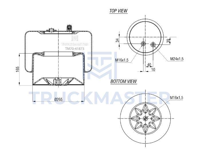 TM70-41873 Пневморессора (стальной стакан) MERCEDES 4187NP22