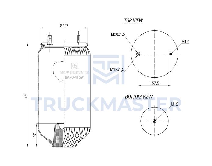 TM70-41591 Пневморессора (без стакана) FRUEHAUF/ROR 4159NP05