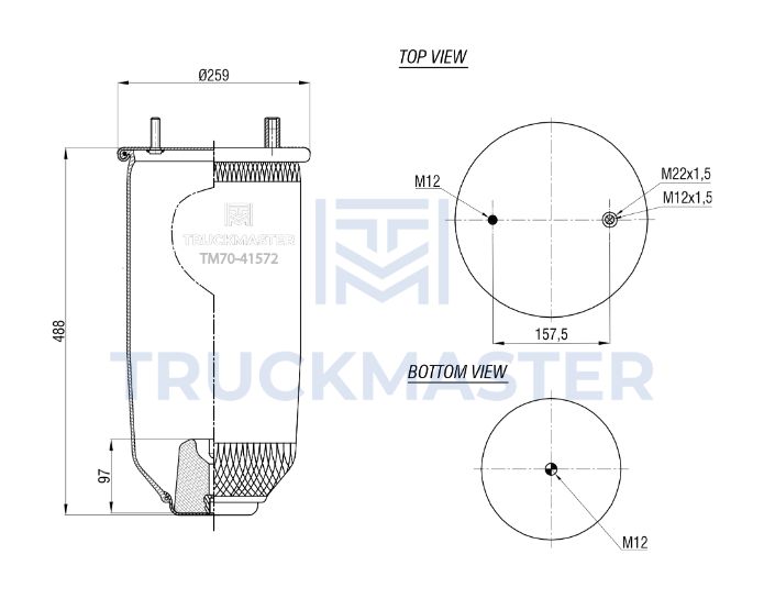 TM70-41572 Пневморессора (без стакана) ROR/SCHMITZ  4157