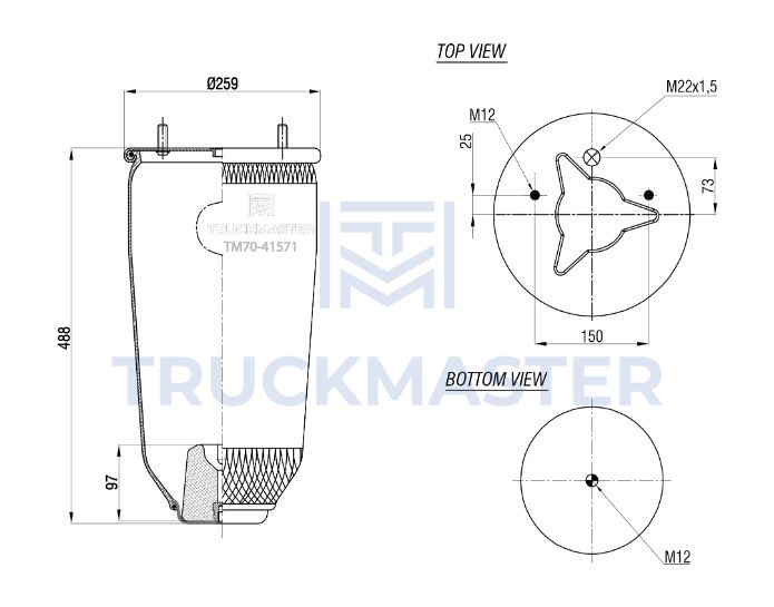 TM70-41571 Пневморессора (без стакана) ROR/MERCEDES - 4157NP04