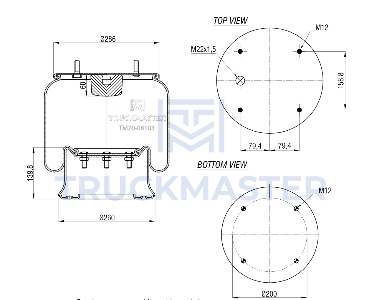 TM70-08103 Пневморессора (стальной стакан) 810MB - SAF/VOLVO/RENAULT/DAF/ROR/TRAILOR