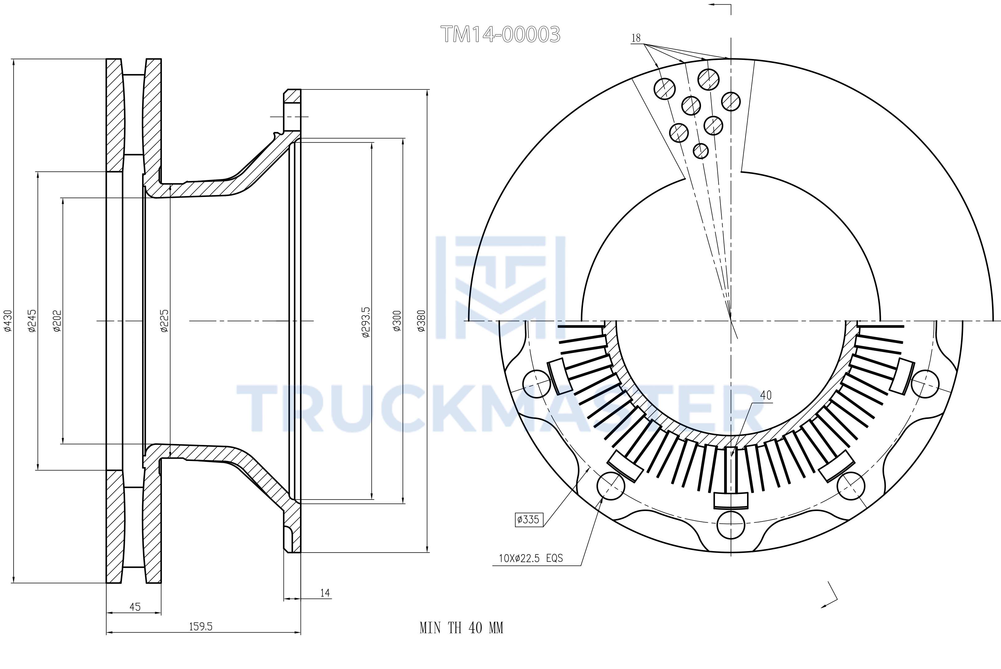 Диск тормозной BPW [430x160x335x45 n10x22,5] не для KMZ