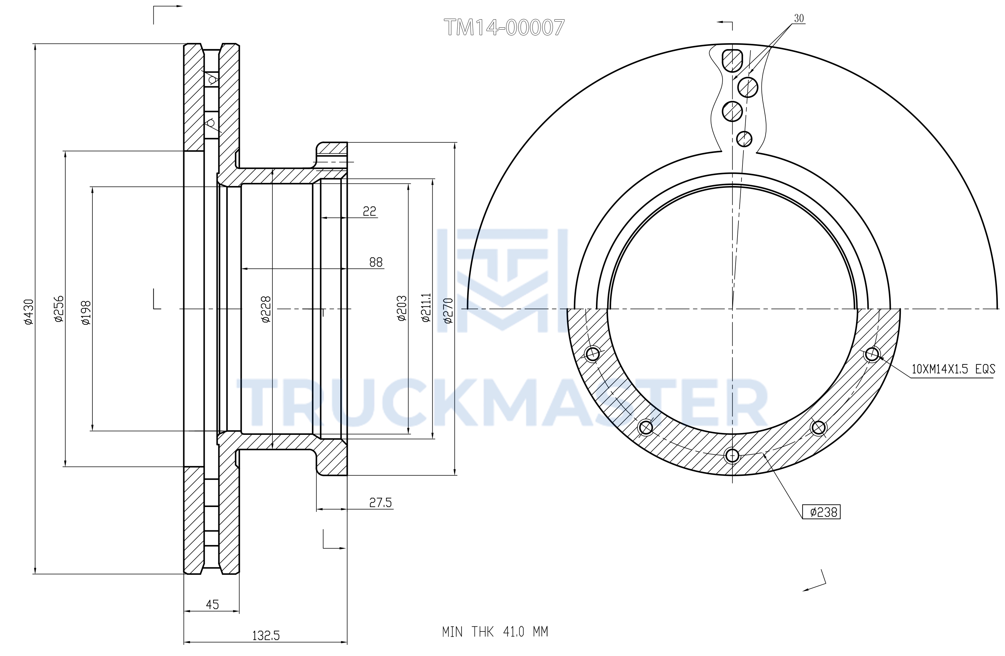 TM14-00007 Диск тормозной MERCEDES-BENZ [430x132,5x238x45 n10xM14x1,5]