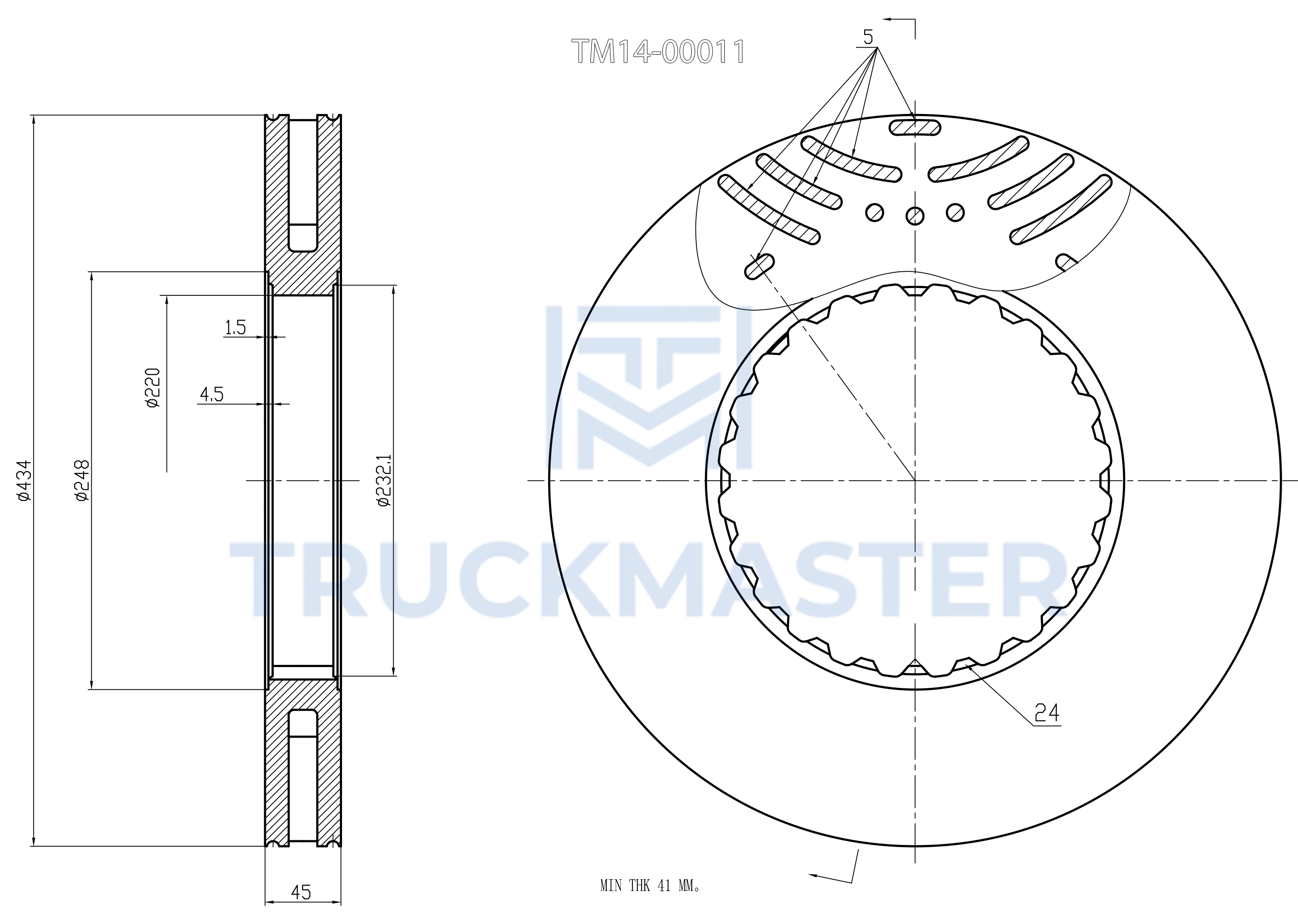 TM14-00011 Диск тормозной VOLVO [435x45] вент.