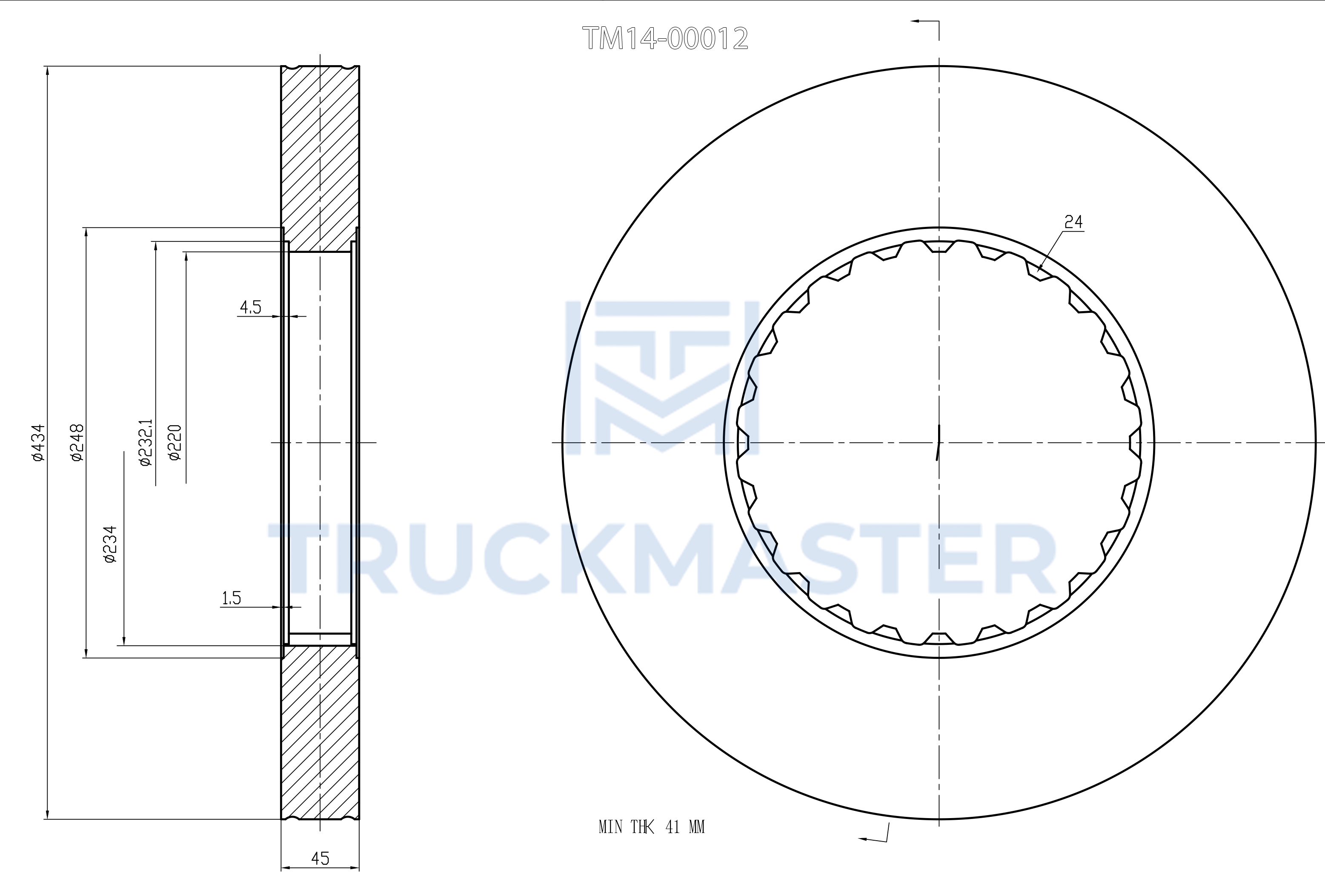 Диск тормозной VOLVO [435x45] невент.