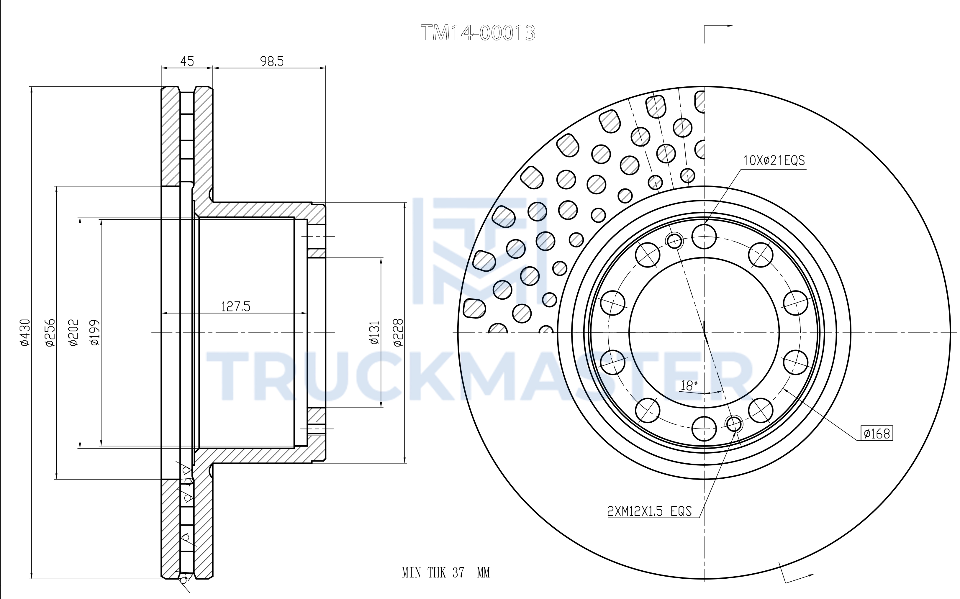 Диск тормозной MERCEDES-BENZ [430x143,5x168x45 n10x21 / n2xM12]