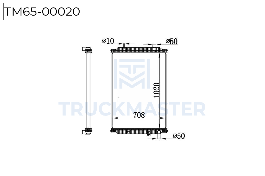 TM65-00020 Радиатор охлаждения двигателя с рамкой[1020 x 708 x 48] RENAULT