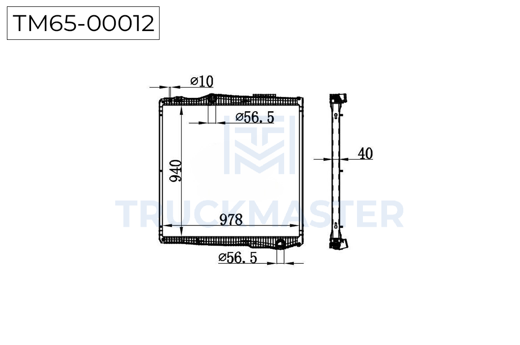 TM65-00012 Радиатор охлаждения двигателя без рамки [940 x 970 x 40] SCANIA