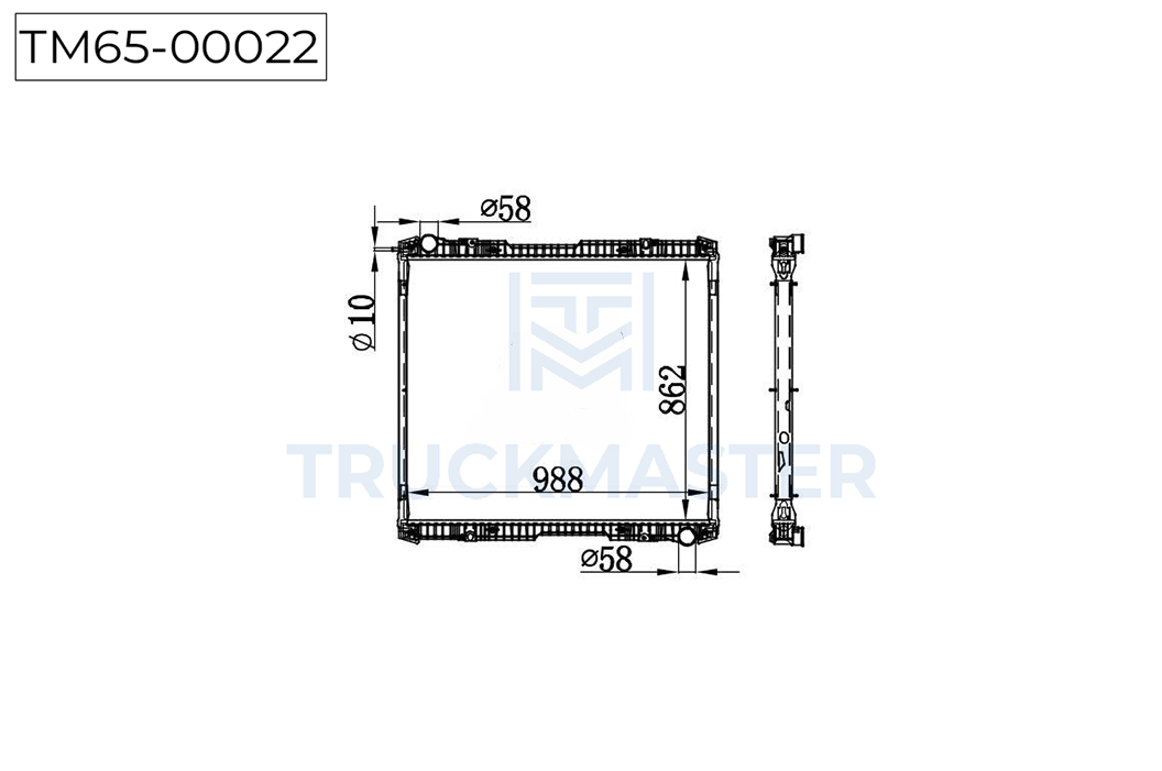 TM65-00022 Радиатор охлаждения двигателя с рамкой [860 x 990 x 40] SCANIA