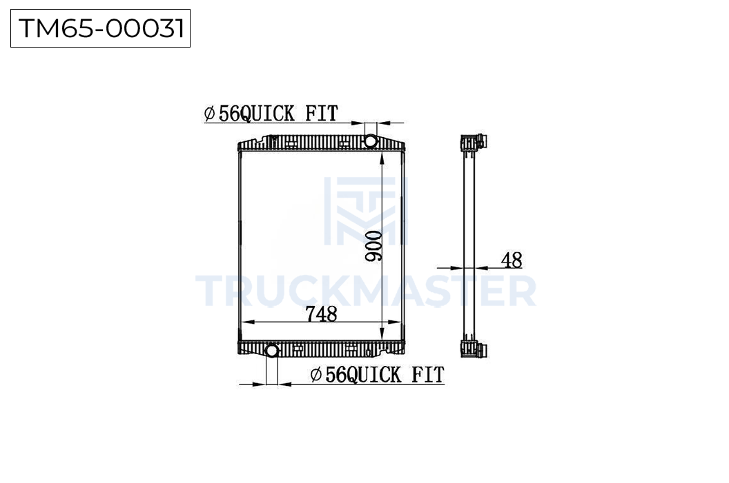 TM65-00031 Радиатор охлаждения двигателя без рамки [900 x 740 x 48] IVECO