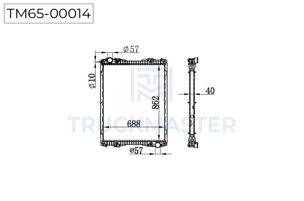 TM65-00014 Радиатор охлаждения двигателя без рамки [860 x 689 x 40] SCANIA
