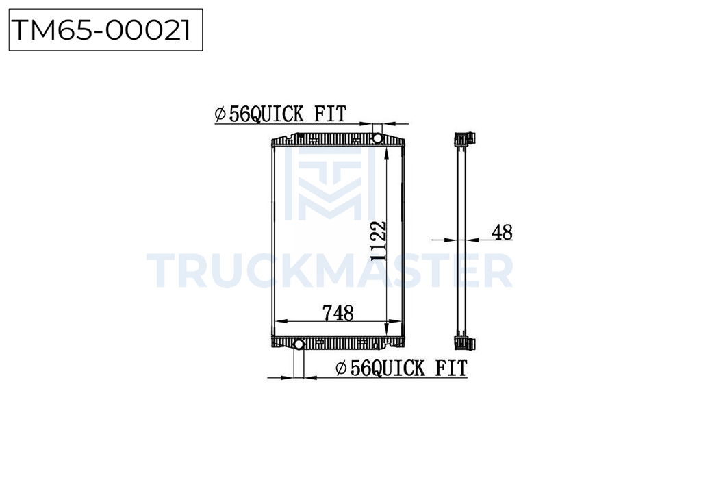 TM65-00021 Радиатор охлаждения двигателя без рамки [1122 x 740 x 48] IVECO