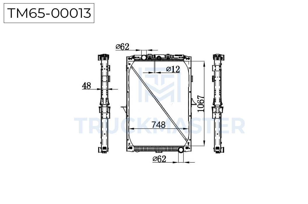 TM65-00013 Радиатор охлаждения двигателя с рамкой [1065 x 739 x 40] DAF