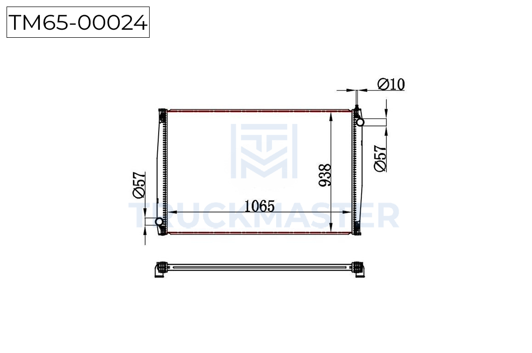 TM65-00024 Радиатор охлаждения двигателя без рамки [1060 x 920 x 40] MAN