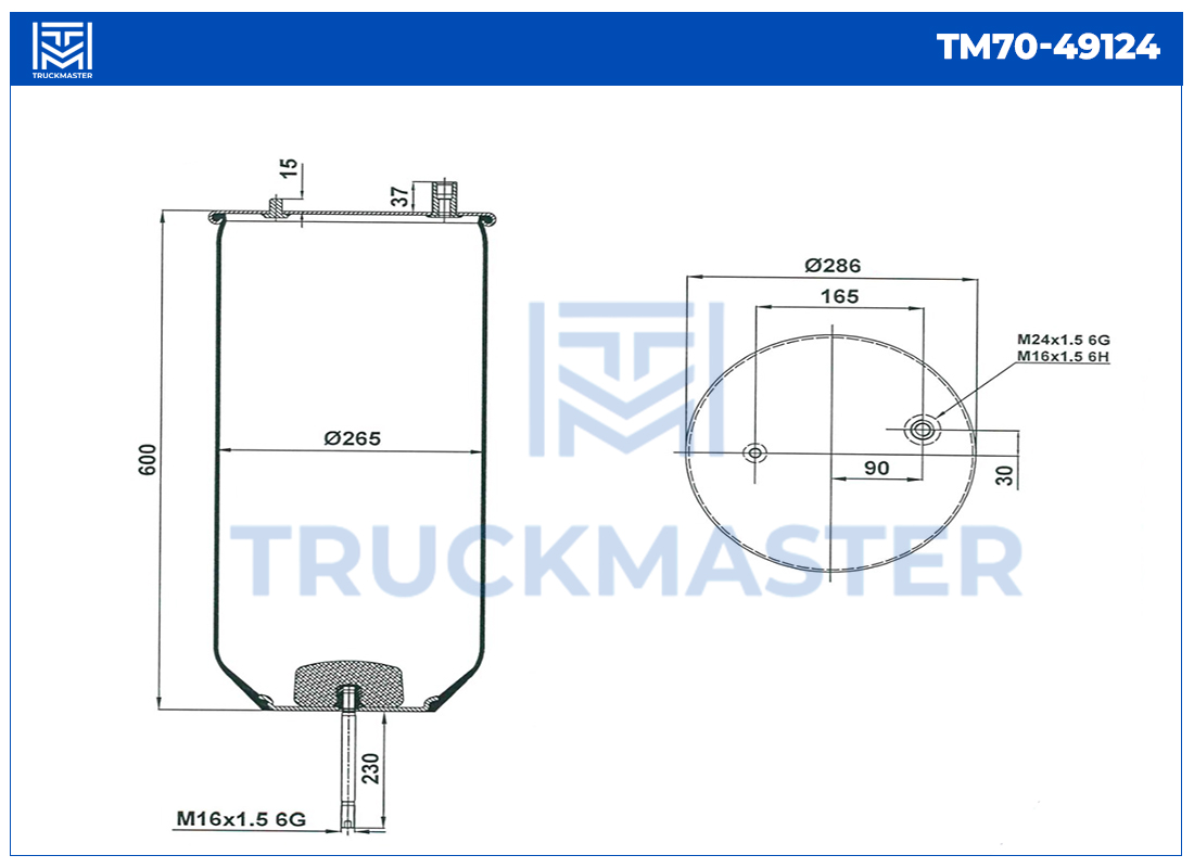 TM70-49124 Пневморессора без поршня.