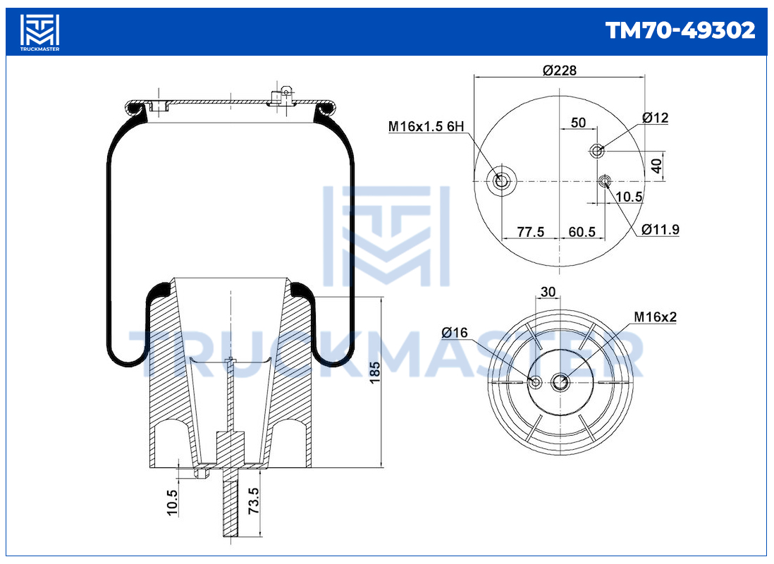 TM70-49302 Пневморессора порш. пласт.