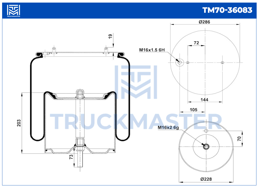 TM70-36083 Пневморессора порш. мет.