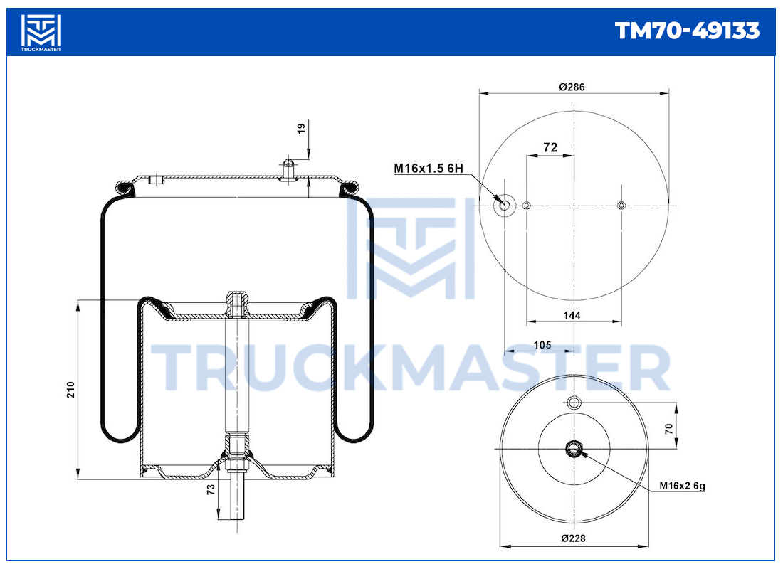 TM70-49133 Пневморессора порш. мет.