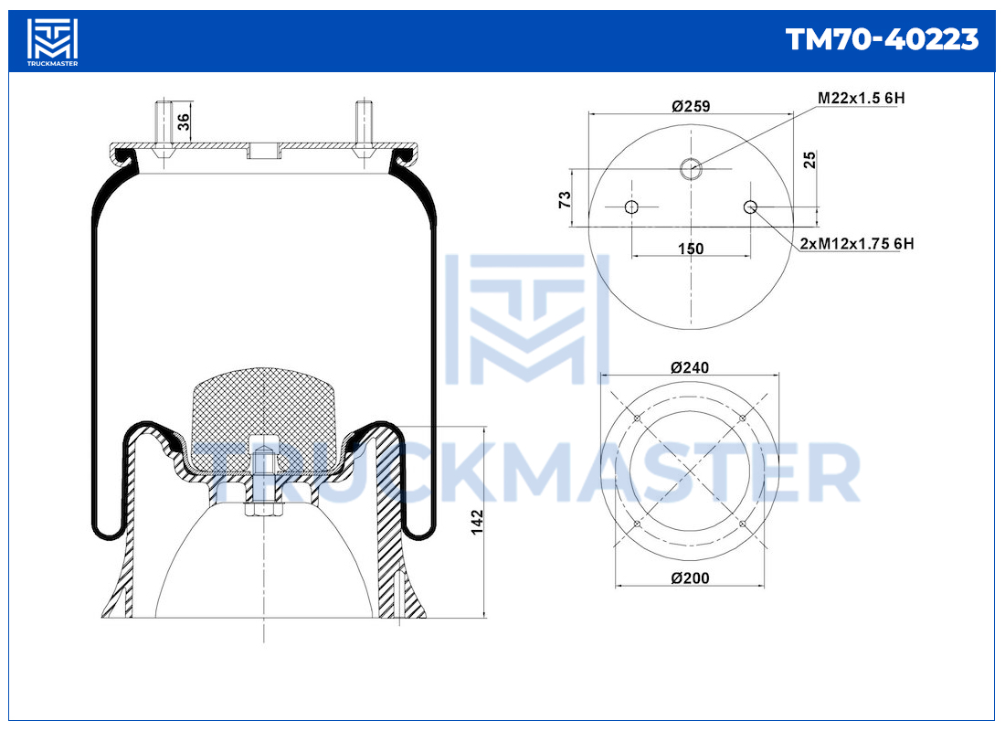 TM70-40223 Пневморессора порш. мет.