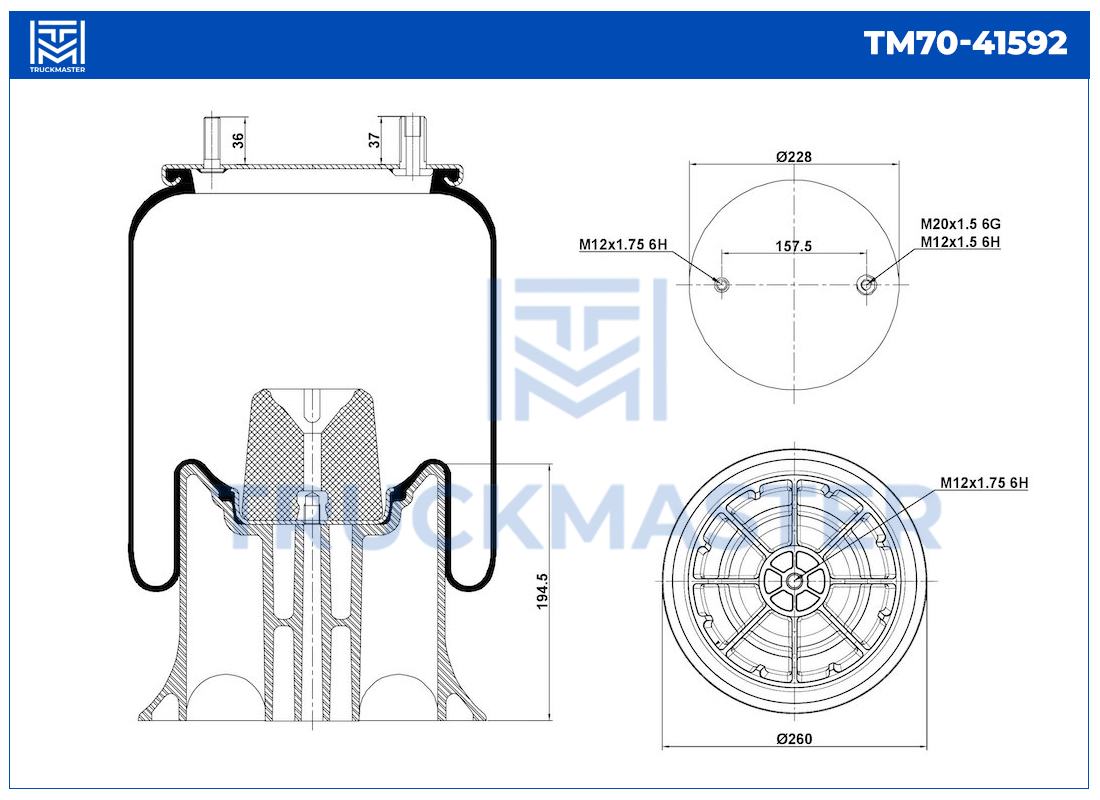 TM70-41592 Пневморессора порш. пласт.
