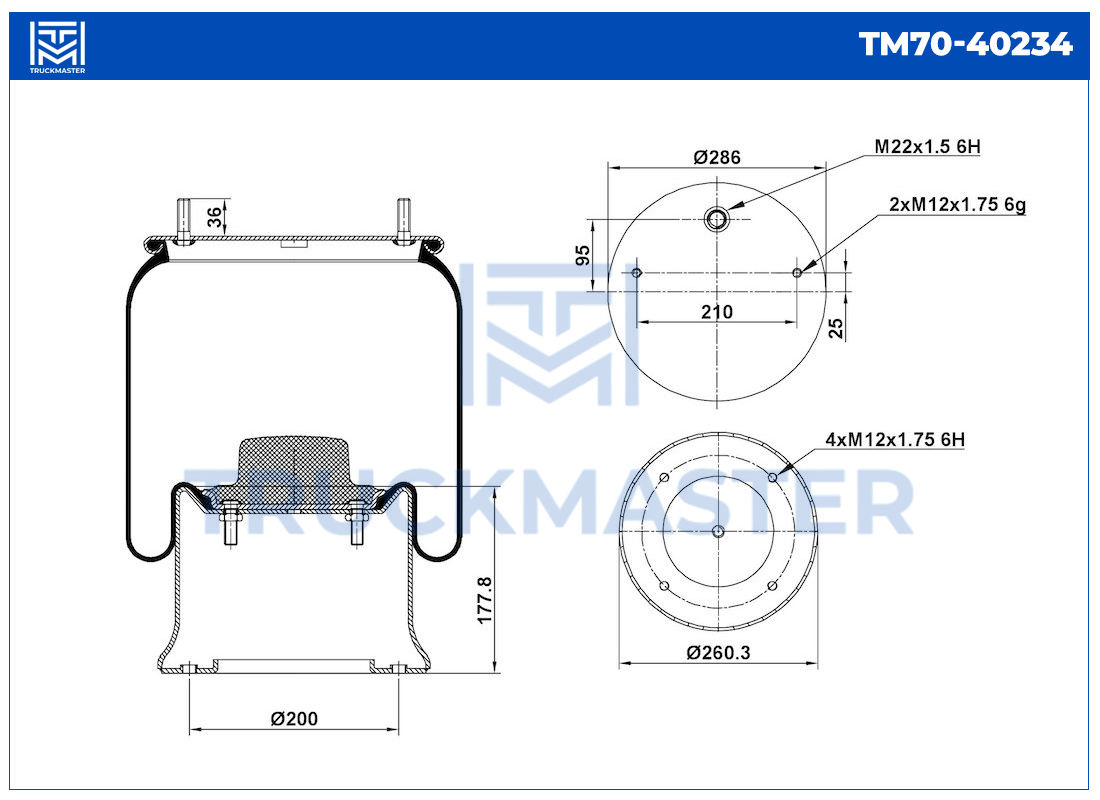 TM70-40234 Пневморессора порш. мет.
