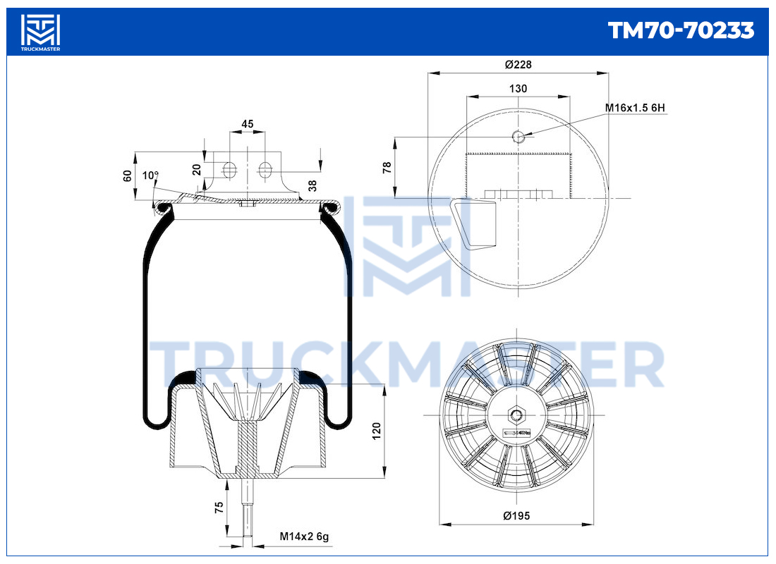 TM70-70233 Пневморессора порш. пласт.